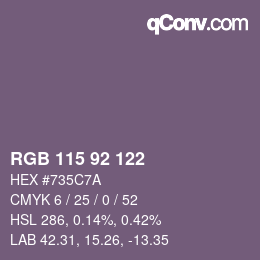 カラーコード: RGB 115 92 122 | qconv.com