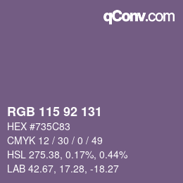 Color code: RGB 115 92 131 | qconv.com