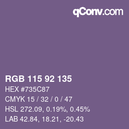 カラーコード: RGB 115 92 135 | qconv.com