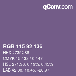 カラーコード: RGB 115 92 136 | qconv.com