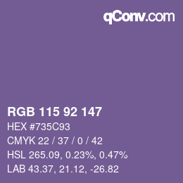 カラーコード: RGB 115 92 147 | qconv.com