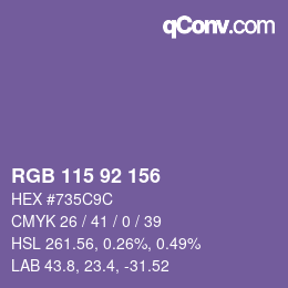 颜色代码: RGB 115 92 156 | qconv.com