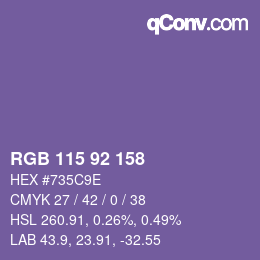 Color code: RGB 115 92 158 | qconv.com