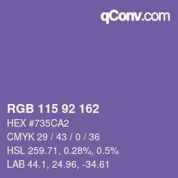 カラーコード: RGB 115 92 162 | qconv.com