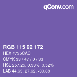 カラーコード: RGB 115 92 172 | qconv.com