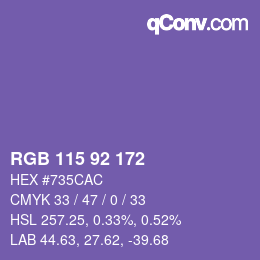 Color code: RGB 115 92 172 | qconv.com