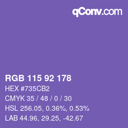 カラーコード: RGB 115 92 178 | qconv.com