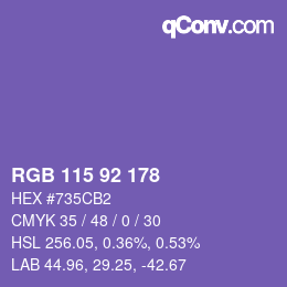 Color code: RGB 115 92 178 | qconv.com