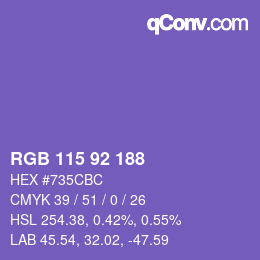 Color code: RGB 115 92 188 | qconv.com