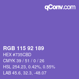 颜色代码: RGB 115 92 189 | qconv.com