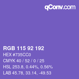 カラーコード: RGB 115 92 192 | qconv.com