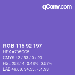 カラーコード: RGB 115 92 197 | qconv.com