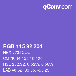 颜色代码: RGB 115 92 204 | qconv.com