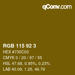 颜色代码: RGB 115 92 3 | qconv.com