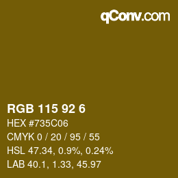 カラーコード: RGB 115 92 6 | qconv.com
