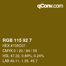 颜色代码: RGB 115 92 7 | qconv.com
