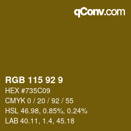 カラーコード: RGB 115 92 9 | qconv.com