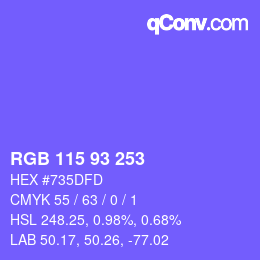 颜色代码: RGB 115 93 253 | qconv.com