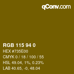 Color code: RGB 115 94 0 | qconv.com