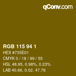 Color code: RGB 115 94 1 | qconv.com