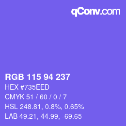 Color code: RGB 115 94 237 | qconv.com