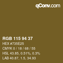Color code: RGB 115 94 37 | qconv.com