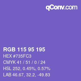 颜色代码: RGB 115 95 195 | qconv.com