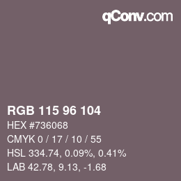 Color code: RGB 115 96 104 | qconv.com