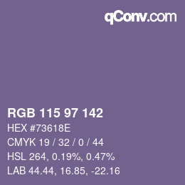 Color code: RGB 115 97 142 | qconv.com