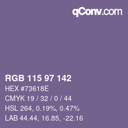 Color code: RGB 115 97 142 | qconv.com