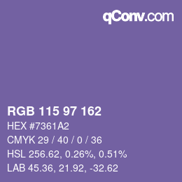 Color code: RGB 115 97 162 | qconv.com