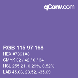Farbcode: RGB 115 97 168 | qconv.com