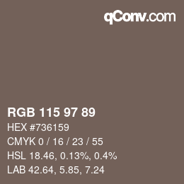 Color code: RGB 115 97 89 | qconv.com