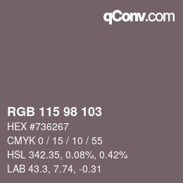 カラーコード: RGB 115 98 103 | qconv.com
