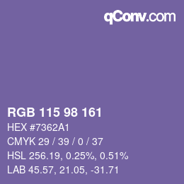 Color code: RGB 115 98 161 | qconv.com