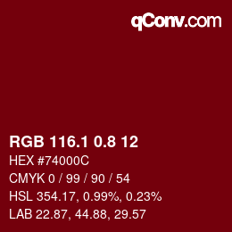 カラーコード: RGB 116.1 0.8 12 | qconv.com