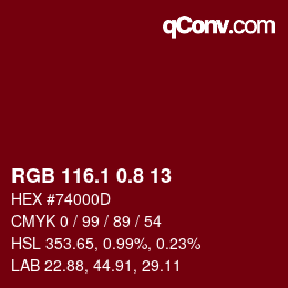 カラーコード: RGB 116.1 0.8 13 | qconv.com