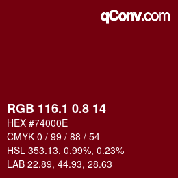 カラーコード: RGB 116.1 0.8 14 | qconv.com