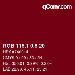 カラーコード: RGB 116.1 0.8 20 | qconv.com