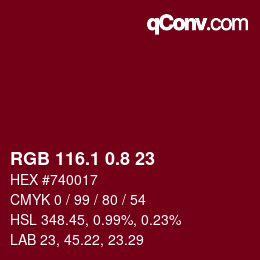 カラーコード: RGB 116.1 0.8 23 | qconv.com