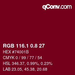 カラーコード: RGB 116.1 0.8 27 | qconv.com