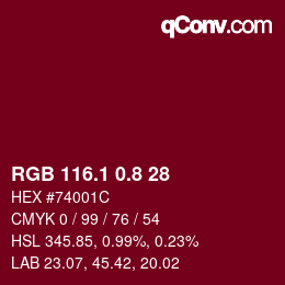 カラーコード: RGB 116.1 0.8 28 | qconv.com