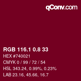 カラーコード: RGB 116.1 0.8 33 | qconv.com