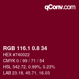 カラーコード: RGB 116.1 0.8 34 | qconv.com