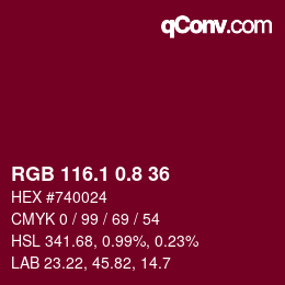 カラーコード: RGB 116.1 0.8 36 | qconv.com