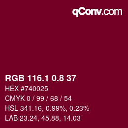 カラーコード: RGB 116.1 0.8 37 | qconv.com