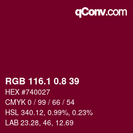 カラーコード: RGB 116.1 0.8 39 | qconv.com