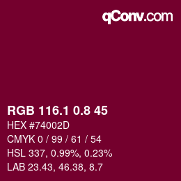 カラーコード: RGB 116.1 0.8 45 | qconv.com