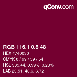 カラーコード: RGB 116.1 0.8 48 | qconv.com