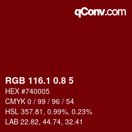 Color code: RGB 116.1 0.8 5 | qconv.com